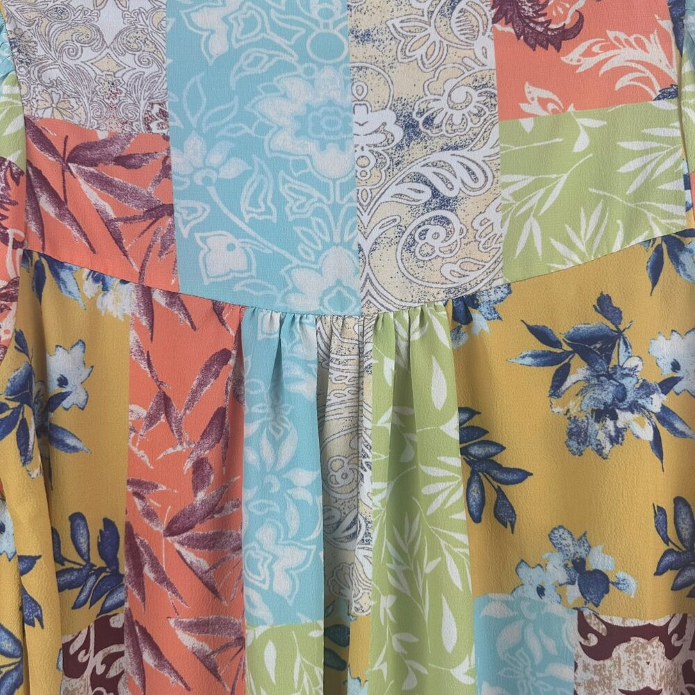 UMGEE Boho Hippie Babydoll Floral Print Peasant Lagenlook Tunic Mini Dress Sz S - Picture 5 of 9
